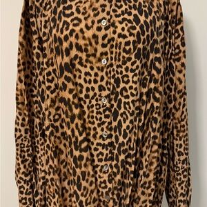 J Jill Luxe-Leopard Button-Up Top - Size 2X